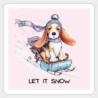 LET IT SNOW - Basset Hound Sticker